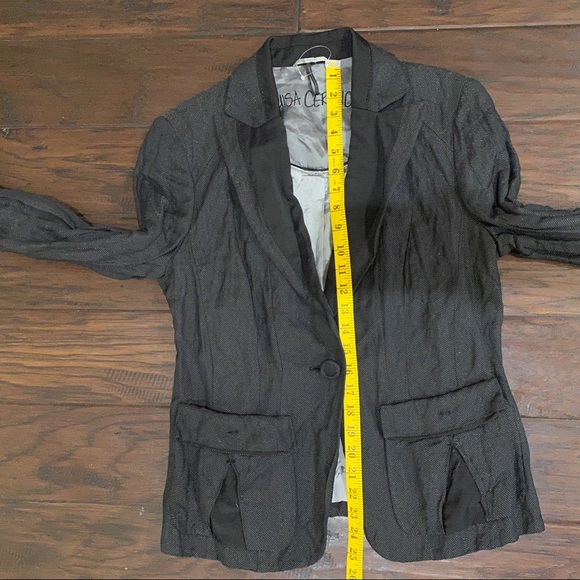 Luisa Cerano Women's Black Shimmery One Button Long Sleeve Blazer Size 10 NWOT - Picture 3 of 14